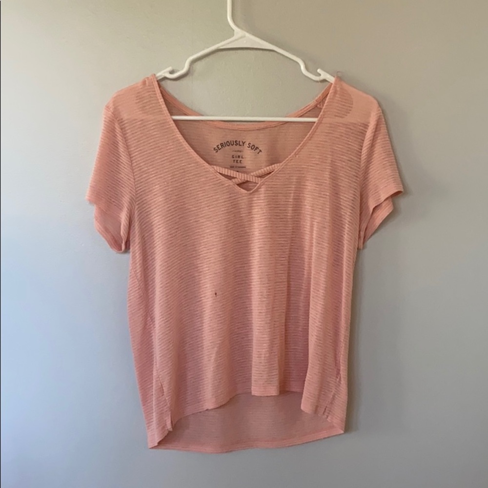 pink sheer aero cross tee